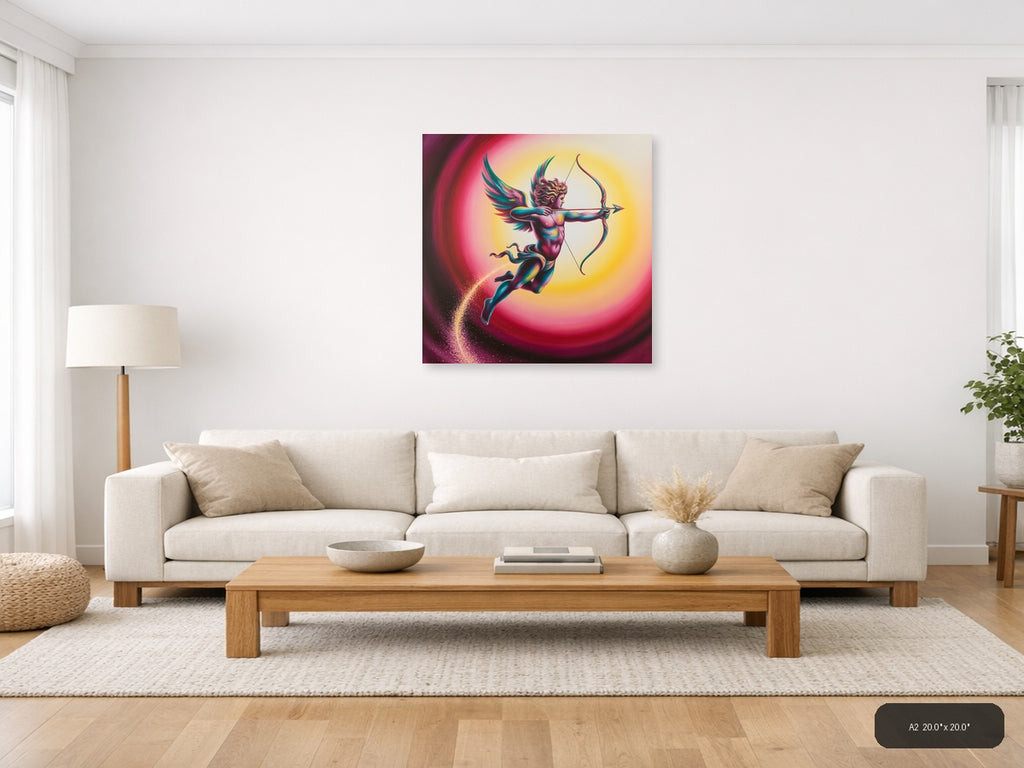 Colorful Cupid Angel with Bow Abstract Wall Art — A2 / Living Room