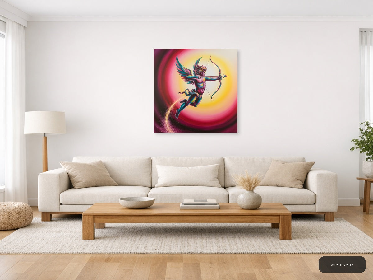 Colorful Cupid Angel with Bow Abstract Wall Art — A2 / Living Room