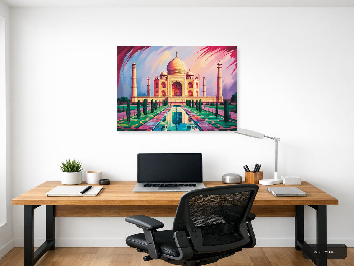 Taj Mahal Abstract Landscape with Reflecting Pool Wall Art — A2 / Office
