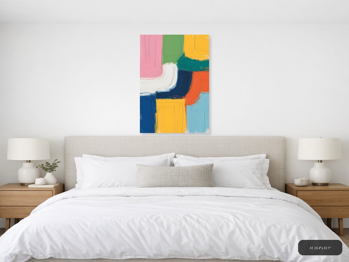 Colorful Abstract Geometric Blocks Modern Wall Art — A1 / Bedroom