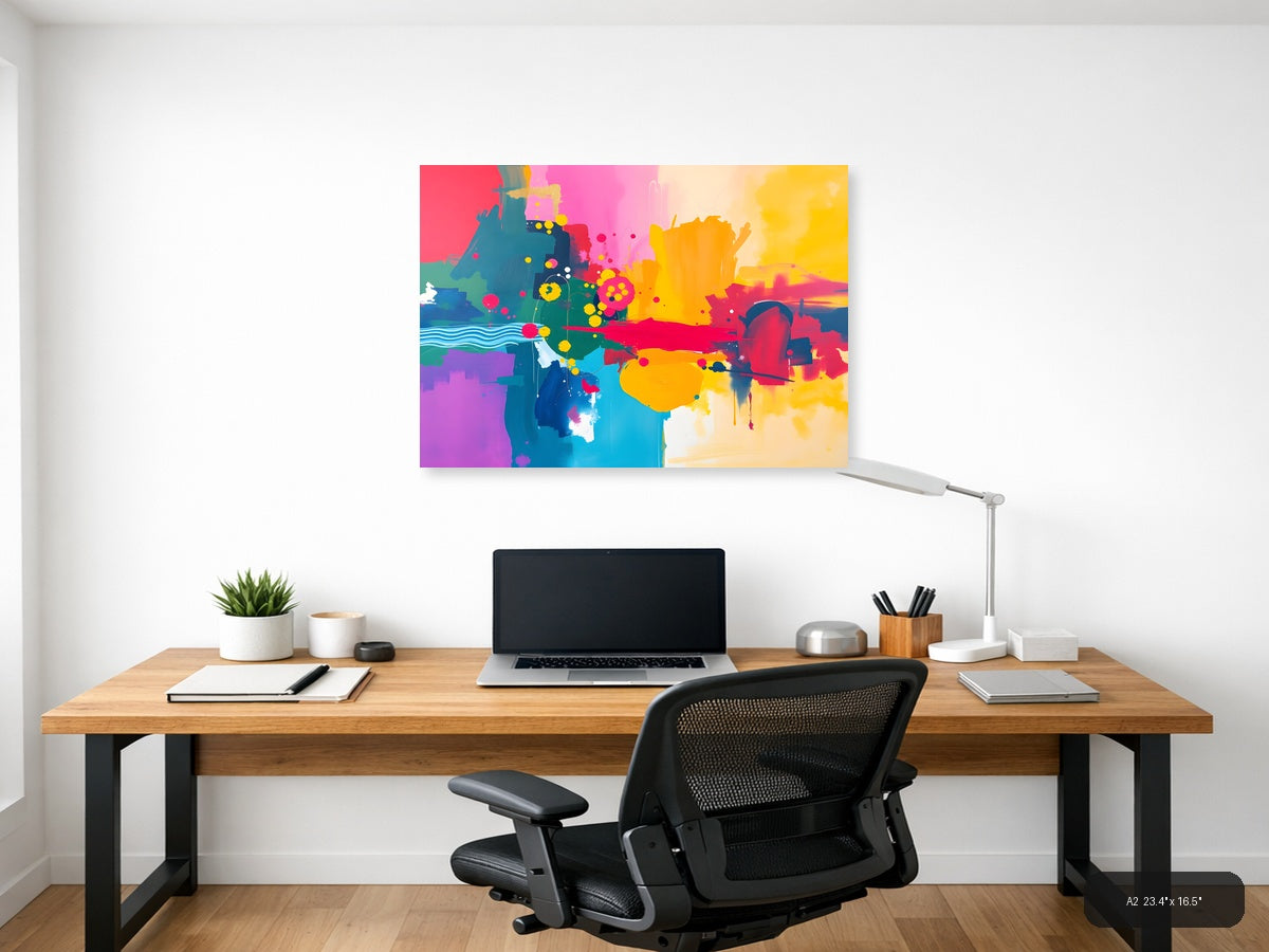 Vibrant Abstract Landscape Colorful Modern Wall Art — A2 / Office