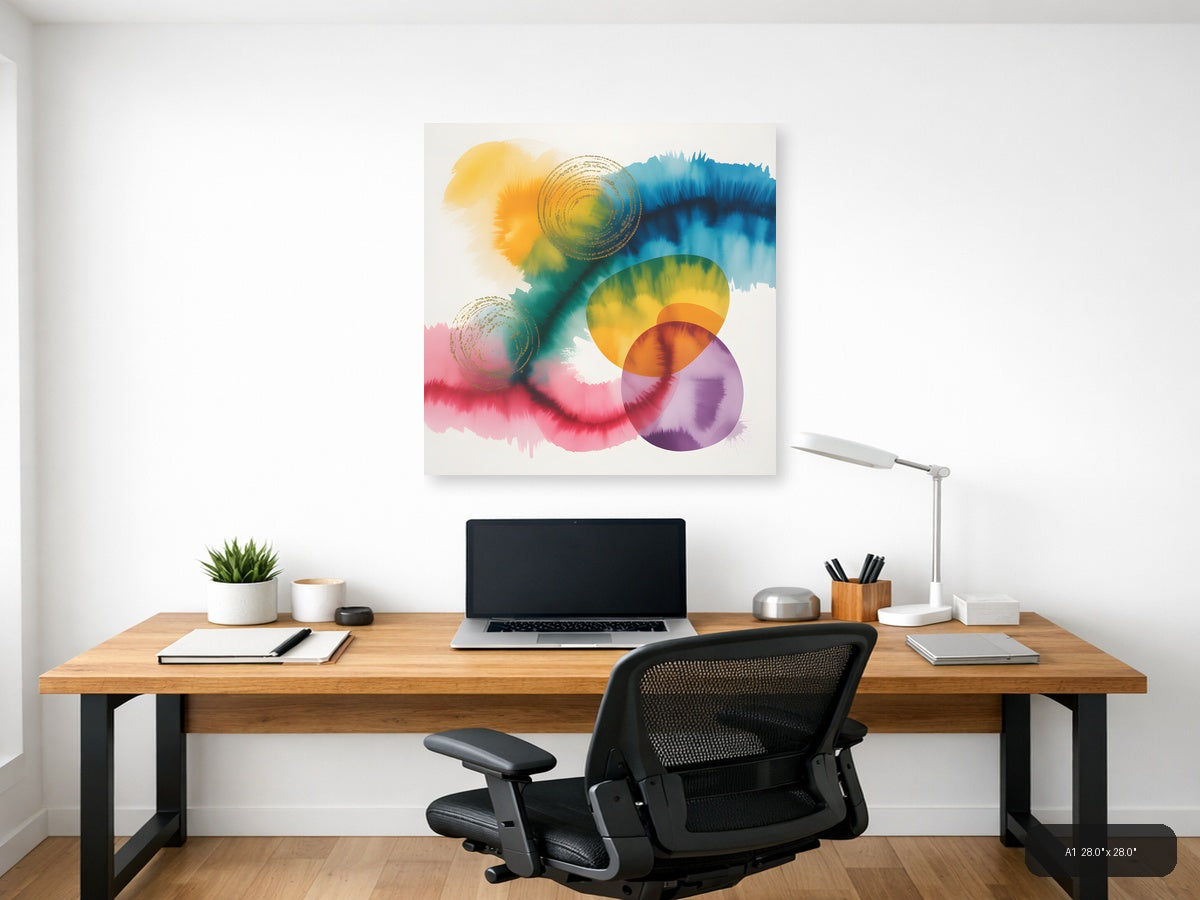 Colorful Watercolor Abstract Circles Wall Art — A1 / Office