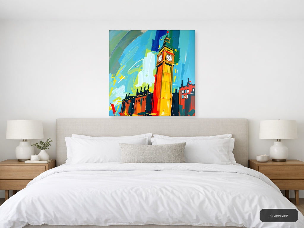 Abstract Big Ben Clock Tower London Wall Art — A1 / Bedroom