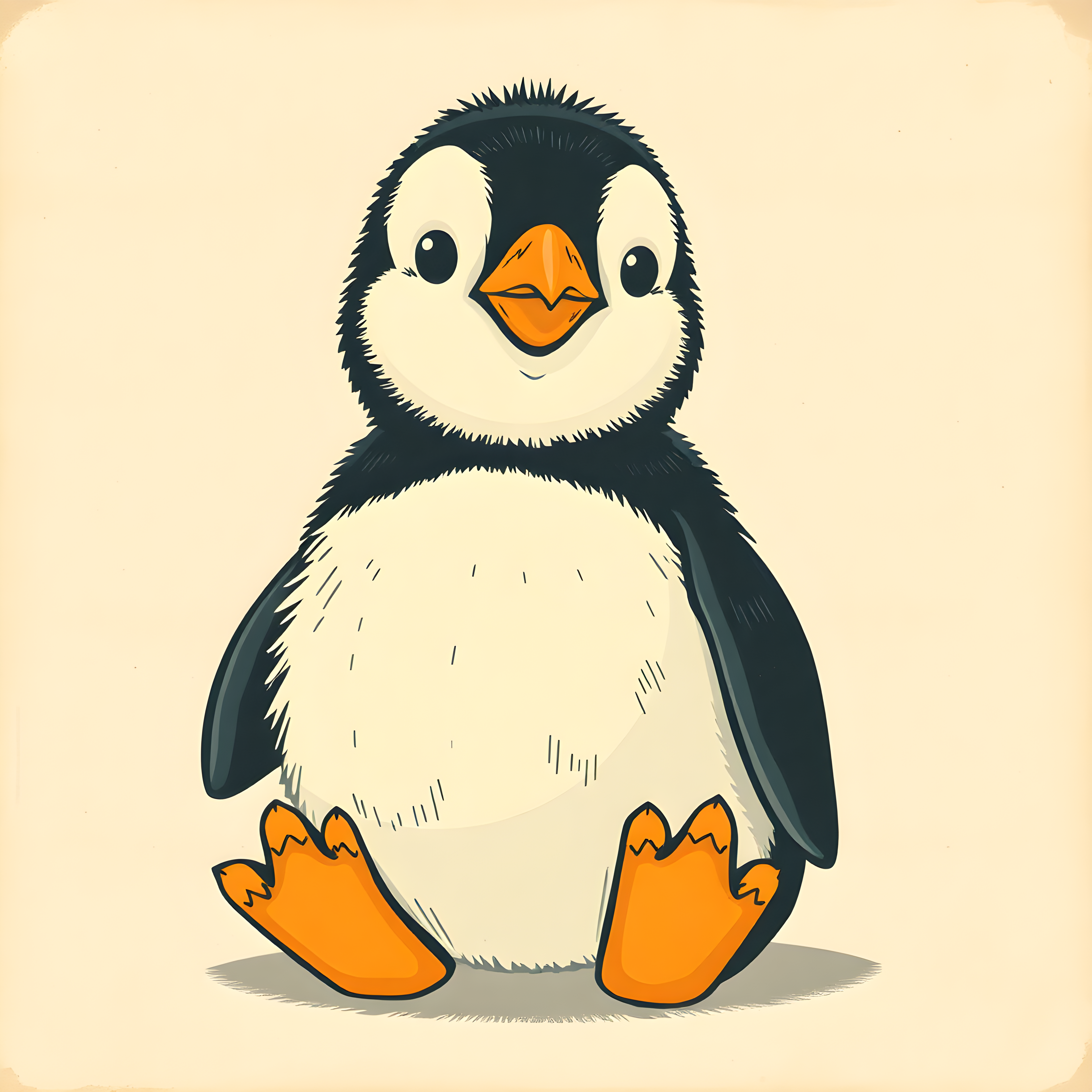Cute Penguin Vintage Illustration Wall Art