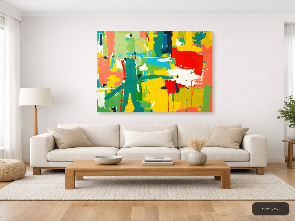 Vibrant Abstract Expressionist Landscape Wall Art — A1 / Living Room