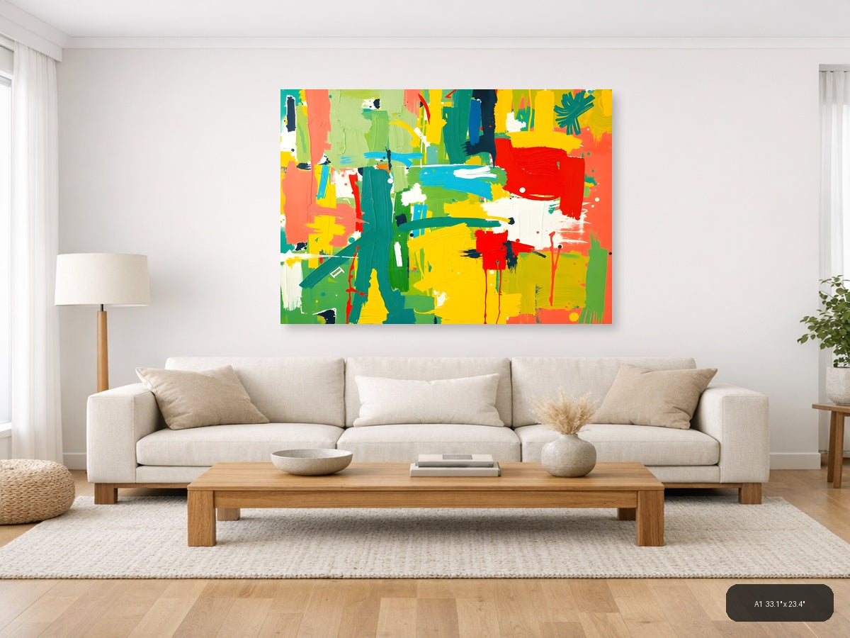 Vibrant Abstract Expressionist Canvas - Modern Wall Art — A1 / Living Room