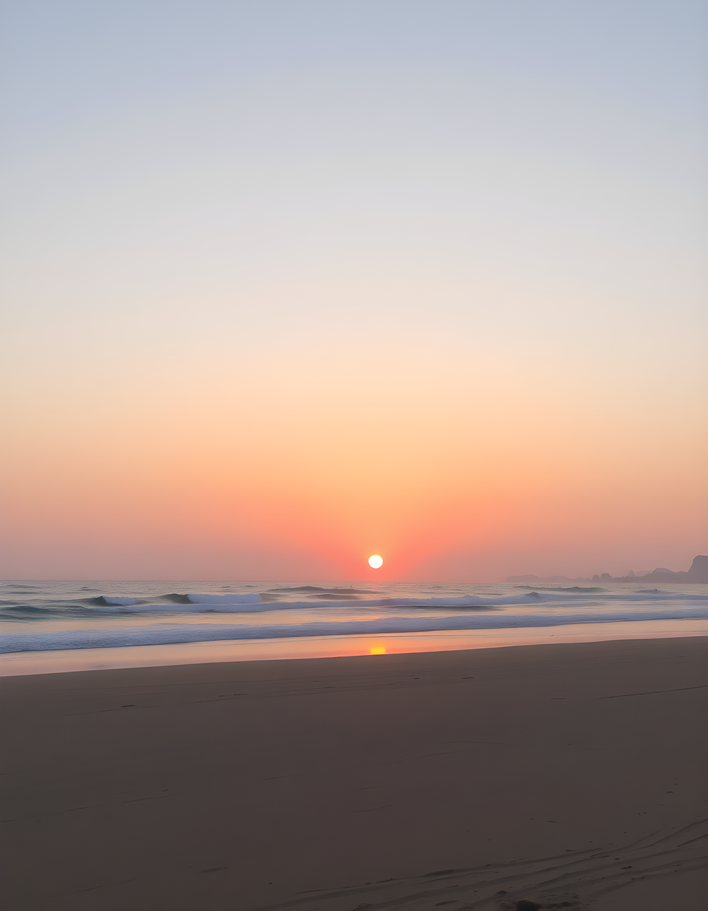 Minimalist Sunset Beach Ocean Waves Wall Art
