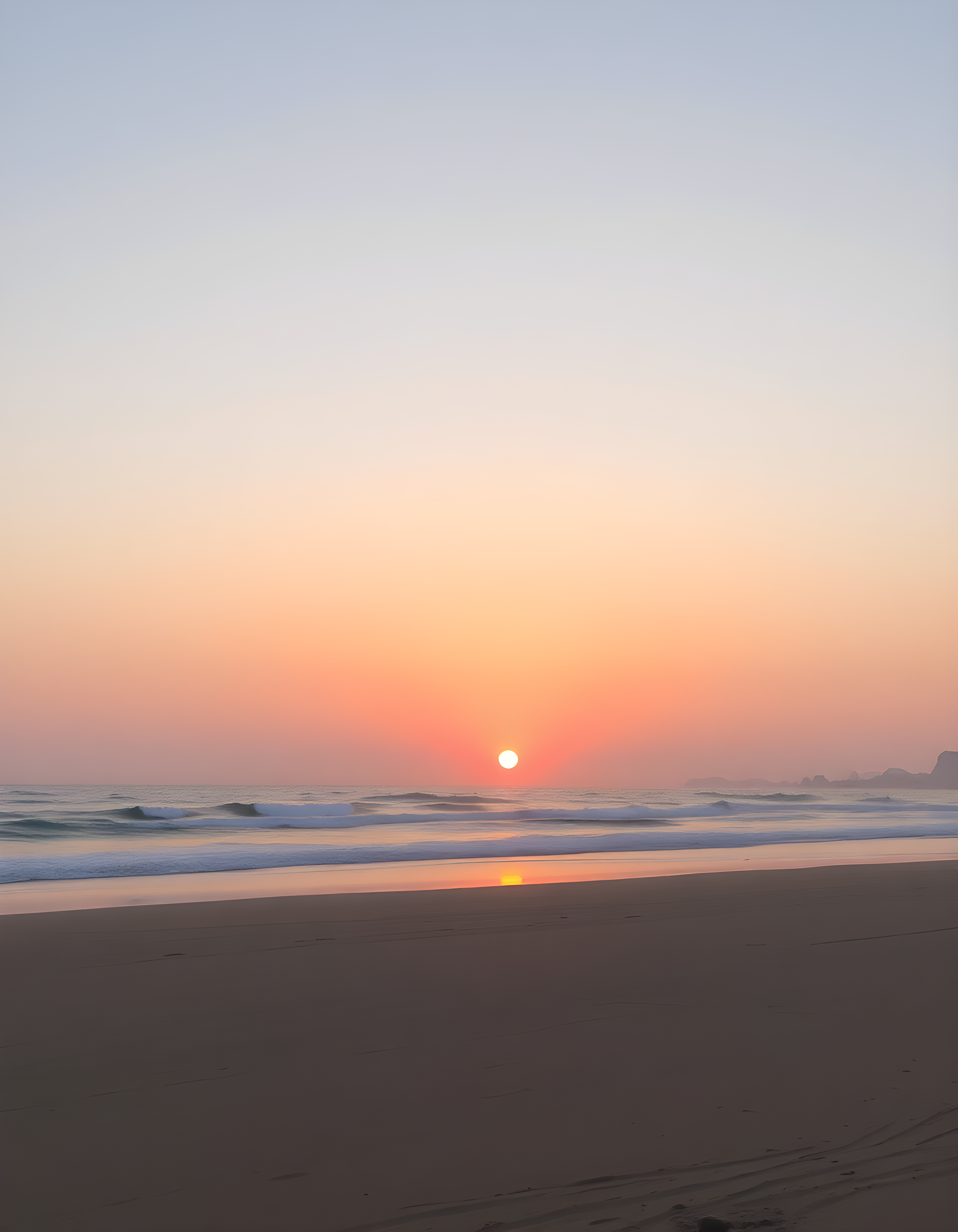 Minimalist Sunset Beach Ocean Waves Wall Art
