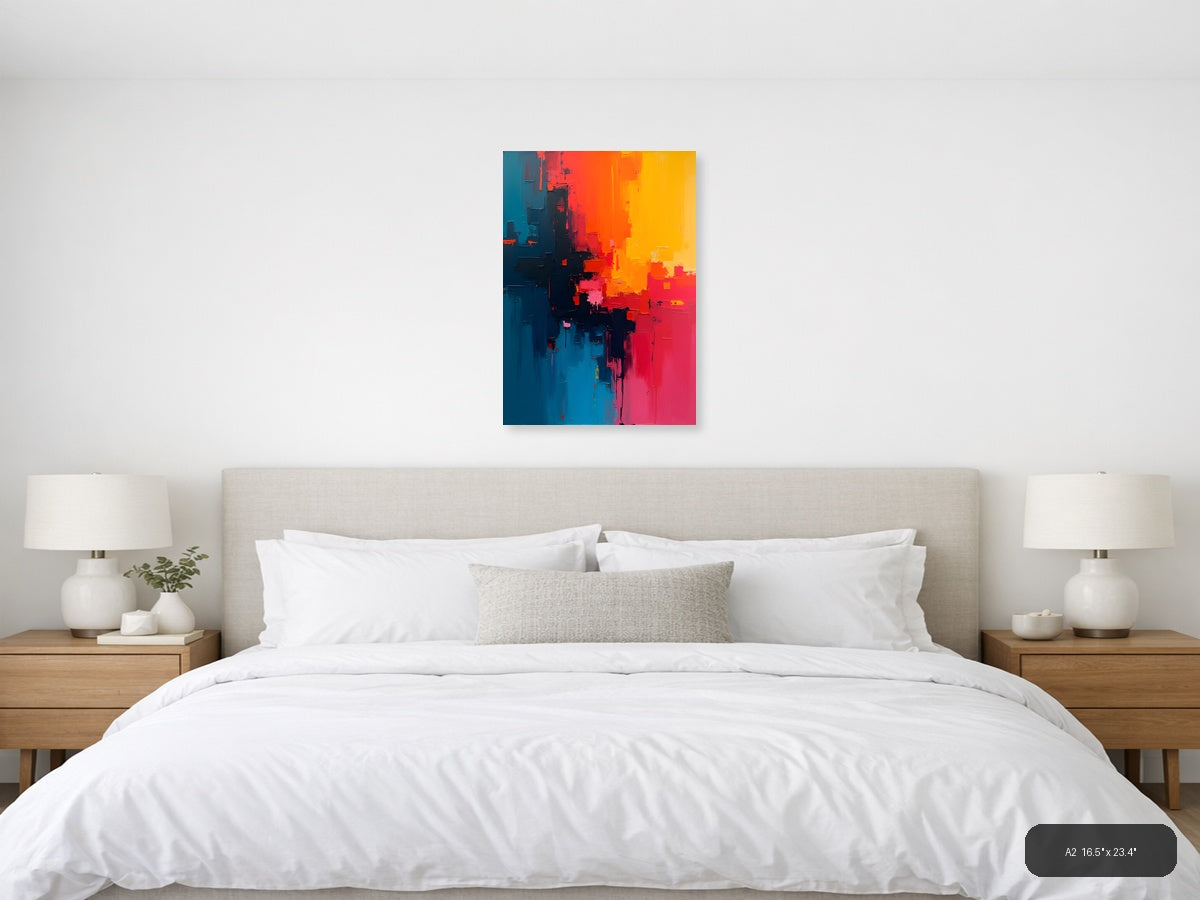 Abstract Color Gradient: Blue to Orange Wall Art — A2 / Bedroom