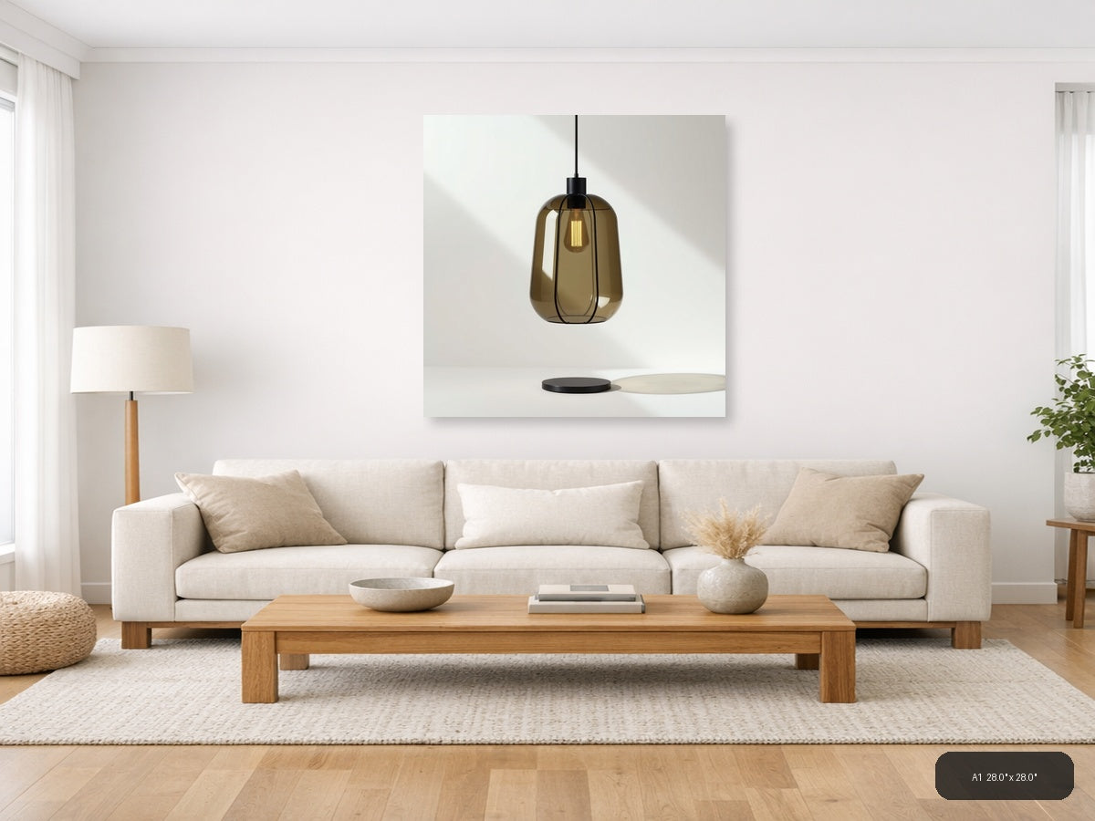Minimalist Amber Glass Pendant Light Wall Art — A1 / Living Room