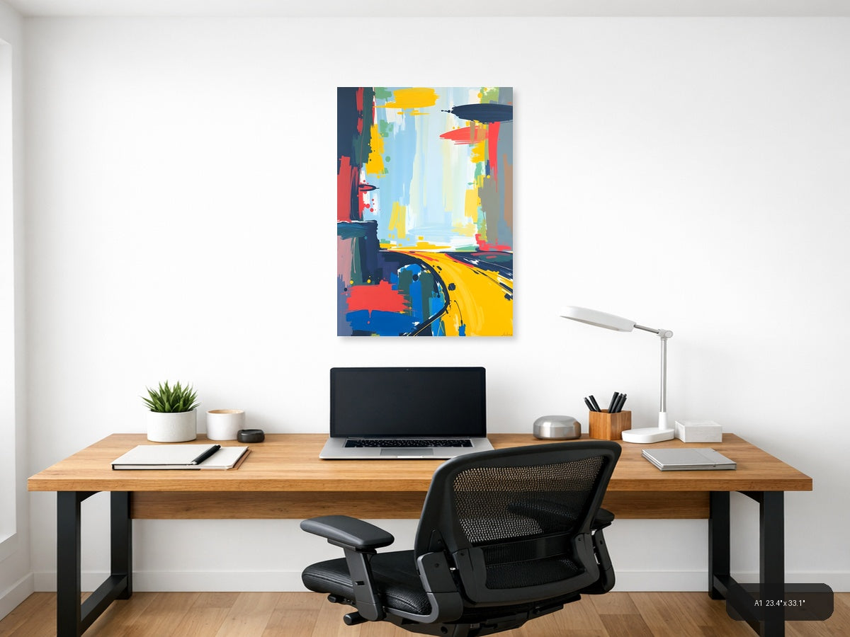 Vibrant Abstract Expressionist Composition Wall Art — A1 / Office