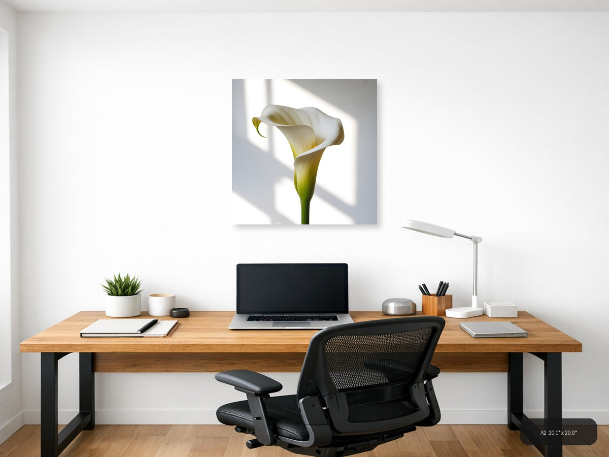White Calla Lily Minimalist Flower Wall Art — A2 / Office