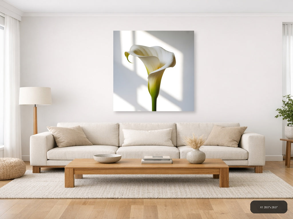 White Calla Lily Minimalist Flower Wall Art — A1 / Living Room