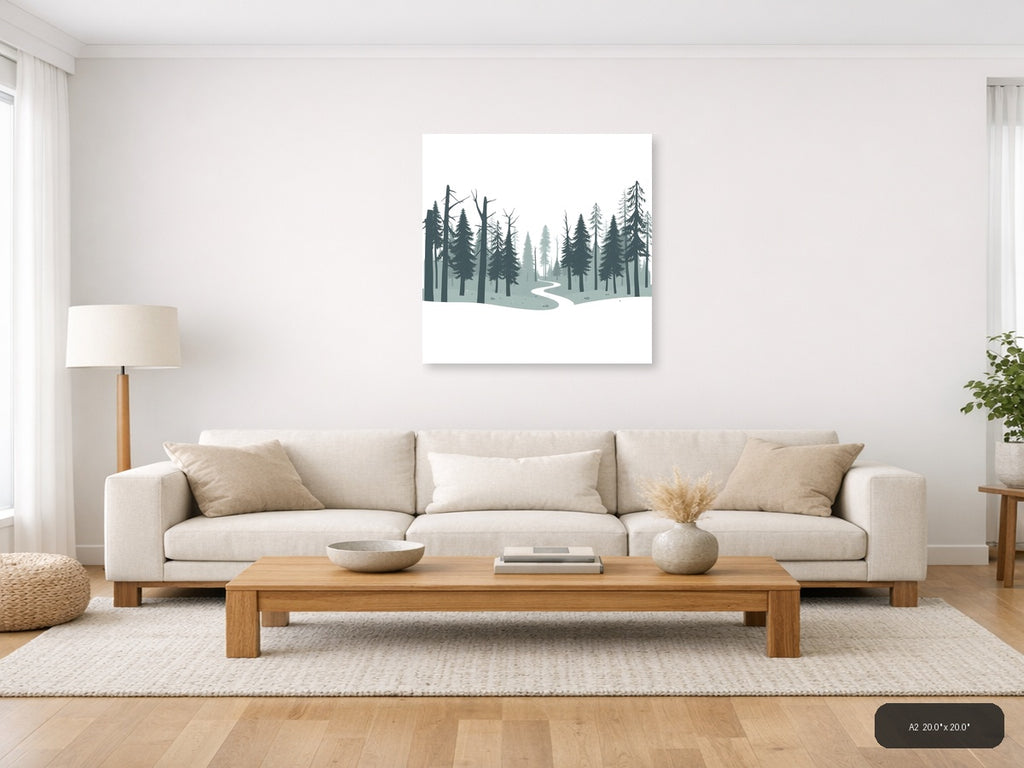 Minimalist Forest Path Canvas Wall Art — A2 / Living Room