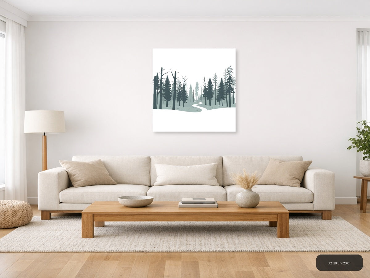 Minimalist Forest Path Canvas Wall Art — A2 / Living Room