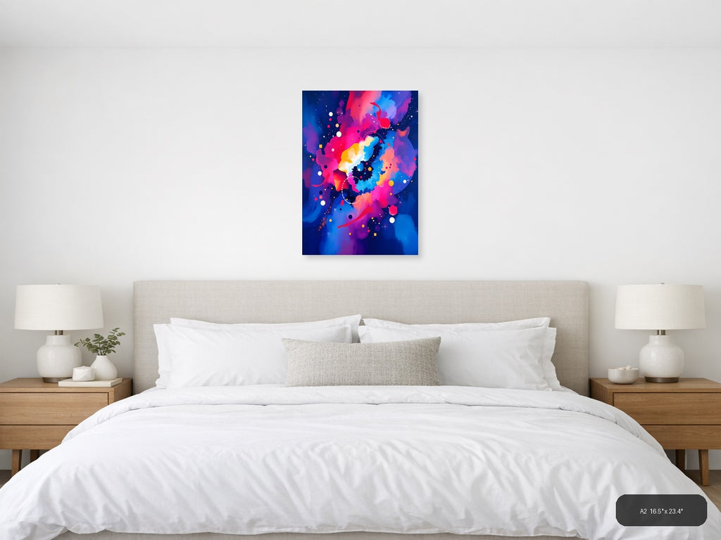 Vibrant Abstract China Map Neon Colors Wall Art — A2 / Bedroom
