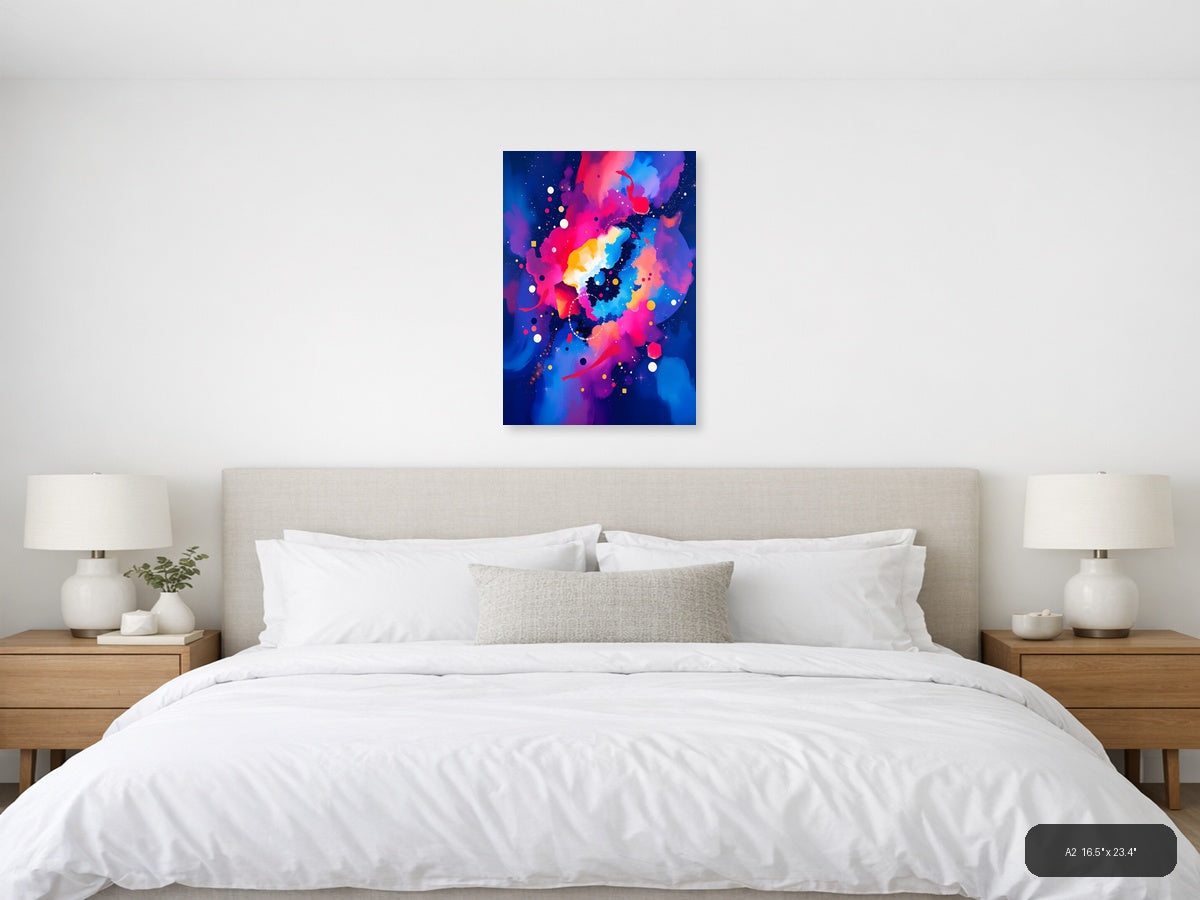 Vibrant Abstract China Map Neon Colors Wall Art — A2 / Bedroom