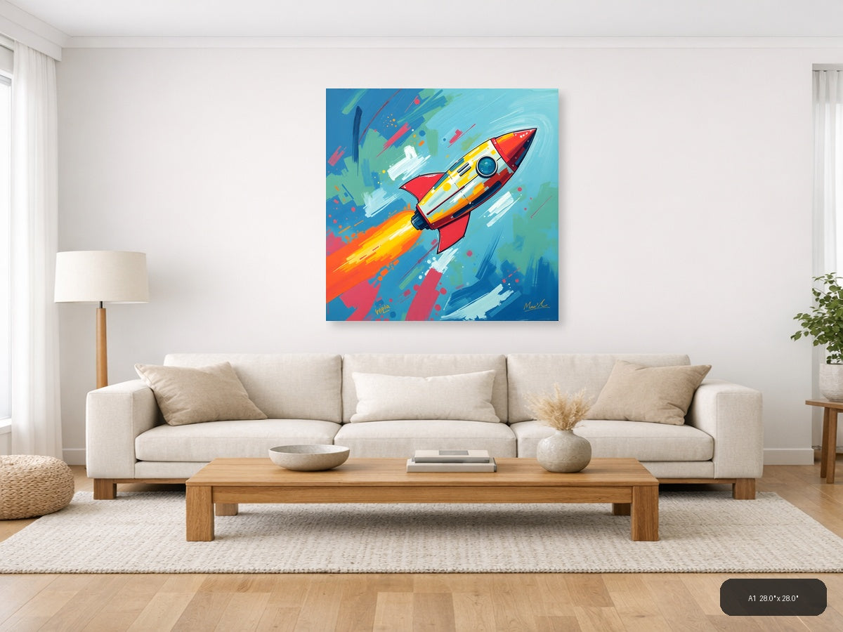 Colorful Rocket Launch Abstract Wall Art — A1 / Living Room