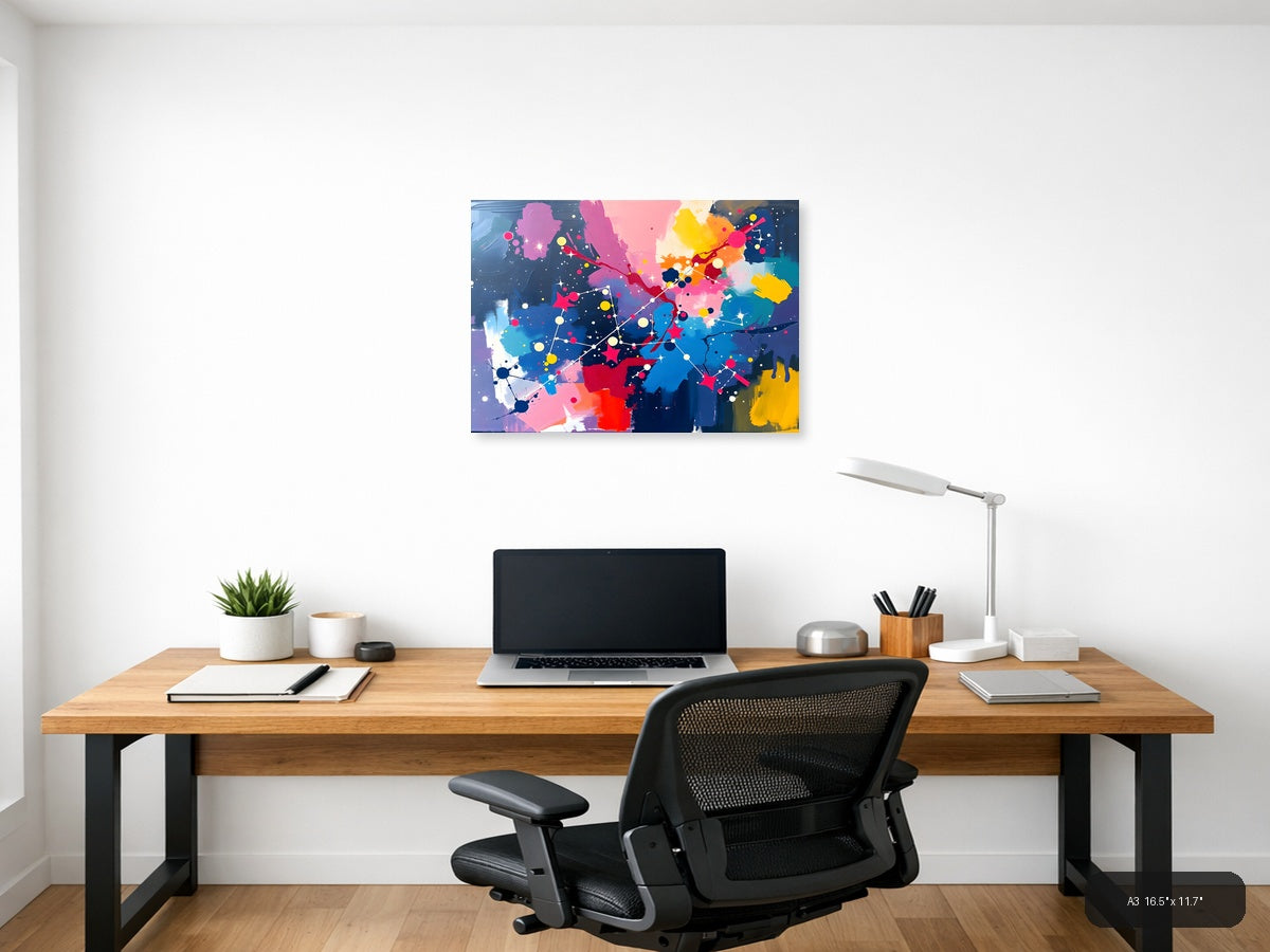 Colorful Abstract Network Constellation Wall Art — A3 / Office