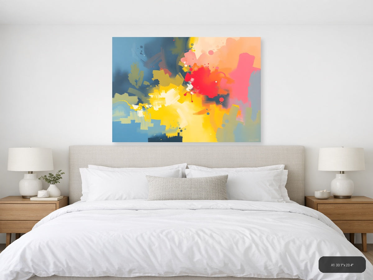 Vibrant Abstract Splatter Landscape Wall Art — A1 / Bedroom