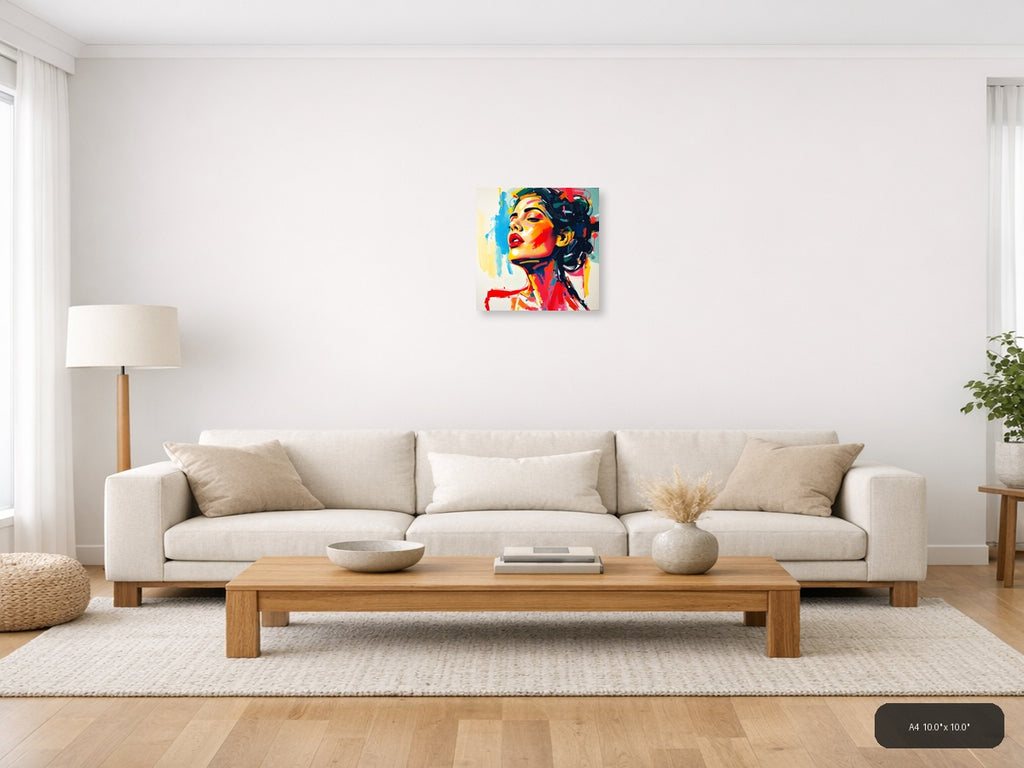 Colorful Abstract Portrait Pop Art Style Wall Art — A4 / Living Room