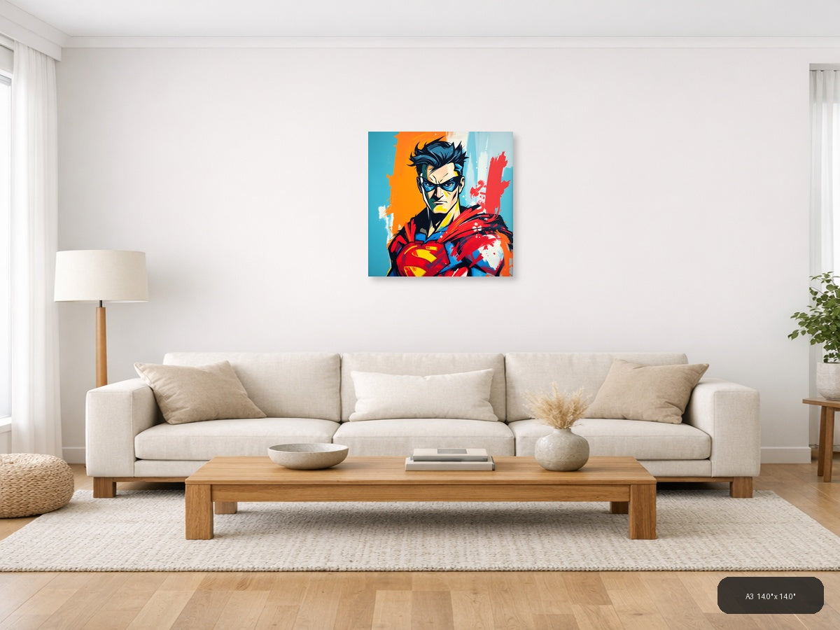 Abstract Superhero Portrait Pop Art Style Wall Art — A3 / Living Room