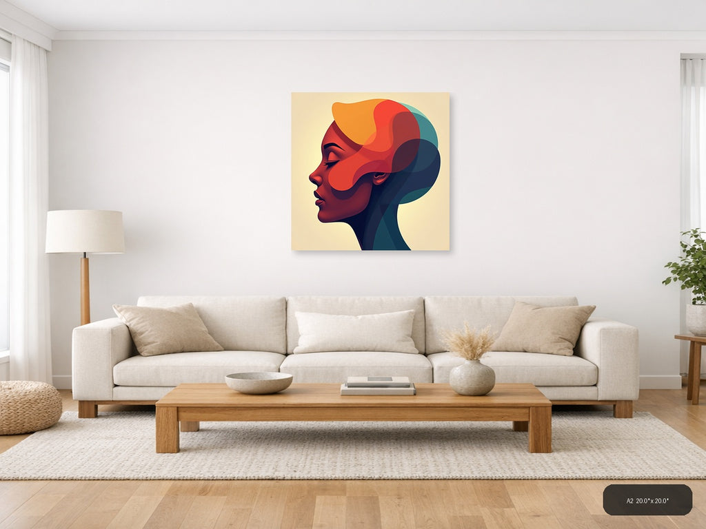 Abstract Colorful Profile Portrait Modern Wall Art — A2 / Living Room