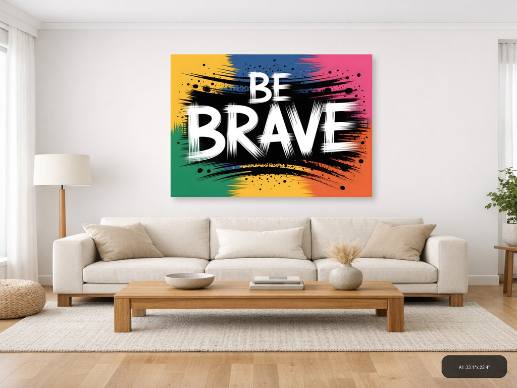 Be Brave Abstract Graffiti Street Art Wall Art — A1 / Living Room