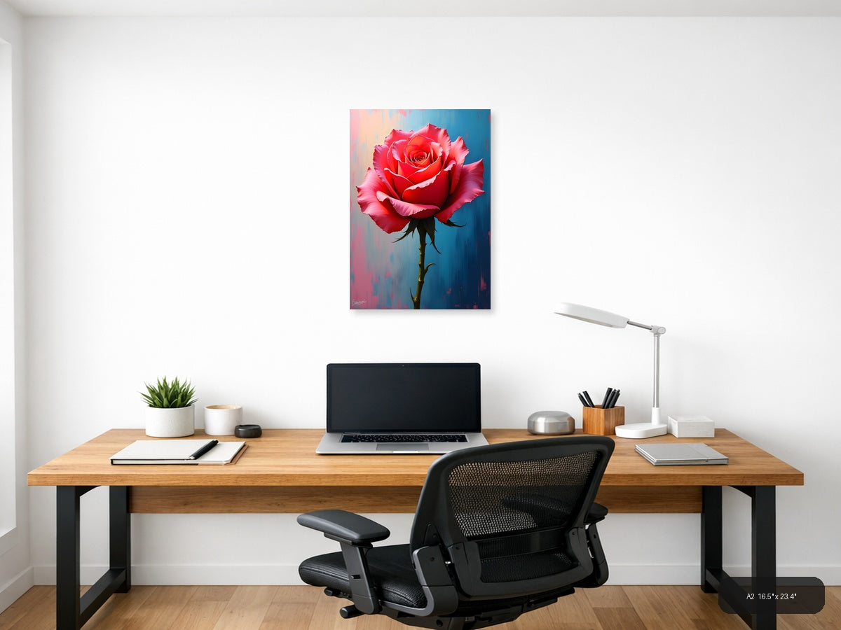 Red Rose Abstract Modern Painting Wall Art — A2 / Office