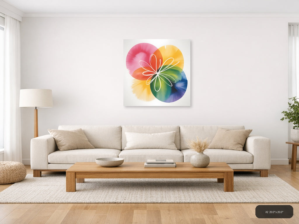 Colorful Watercolor Flower Petals Abstract Wall Art — A2 / Living Room