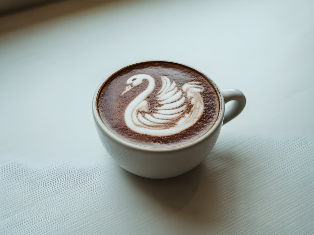 Swan Latte Art Minimalist Coffee Wall Art