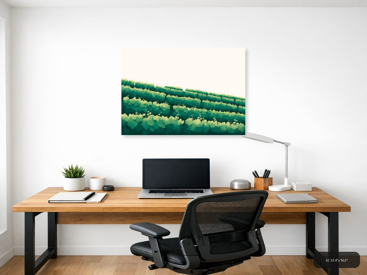Minimalist Green Forest Landscape Layers Wall Art — A2 / Office