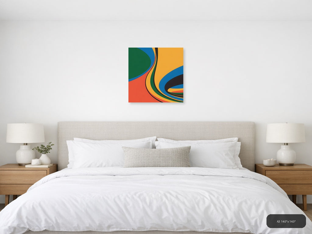 Colorful Abstract Wave Layers Photography Wall Art — A3 / Bedroom