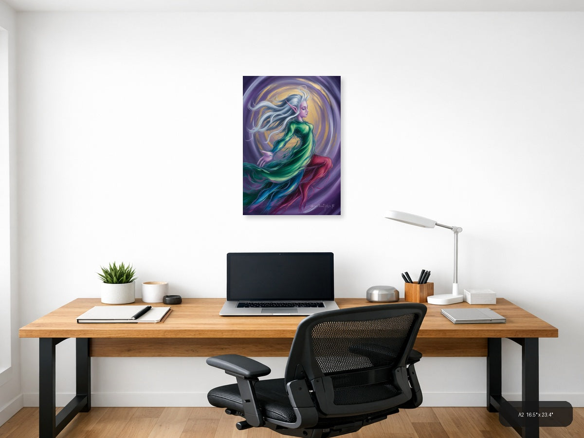 Abstract Ethereal Woman with Flowing Hair Portrait Wall Art — A2 / Office
