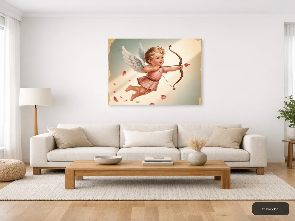 Vintage Cupid with Bow and Arrow Wall Art — A2 / Living Room