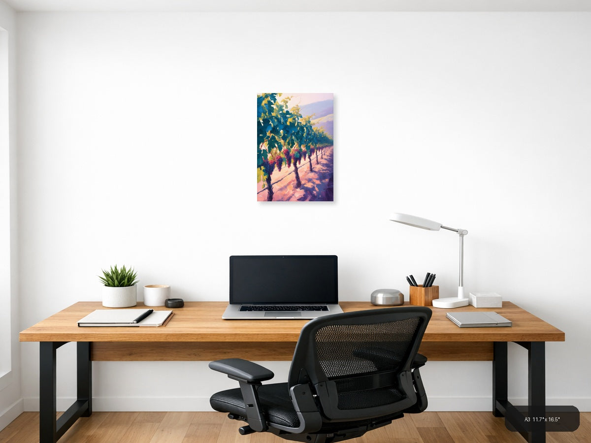 Vineyard Sunset Abstract Landscape Wall Art — A3 / Office