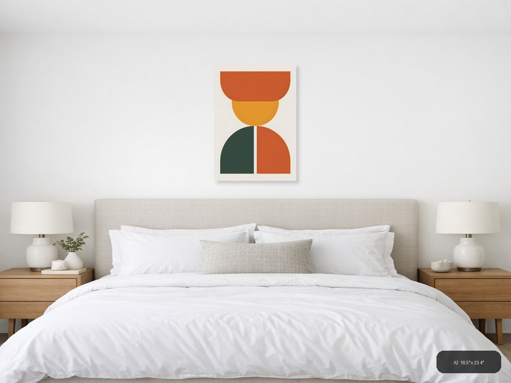 Minimalist Geometric Stacked Shapes Portrait Wall Art — A2 / Bedroom