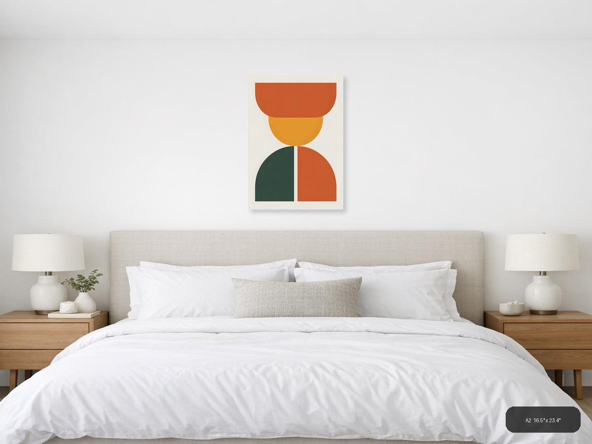 Minimalist Geometric Stacked Shapes Portrait Wall Art — A2 / Bedroom