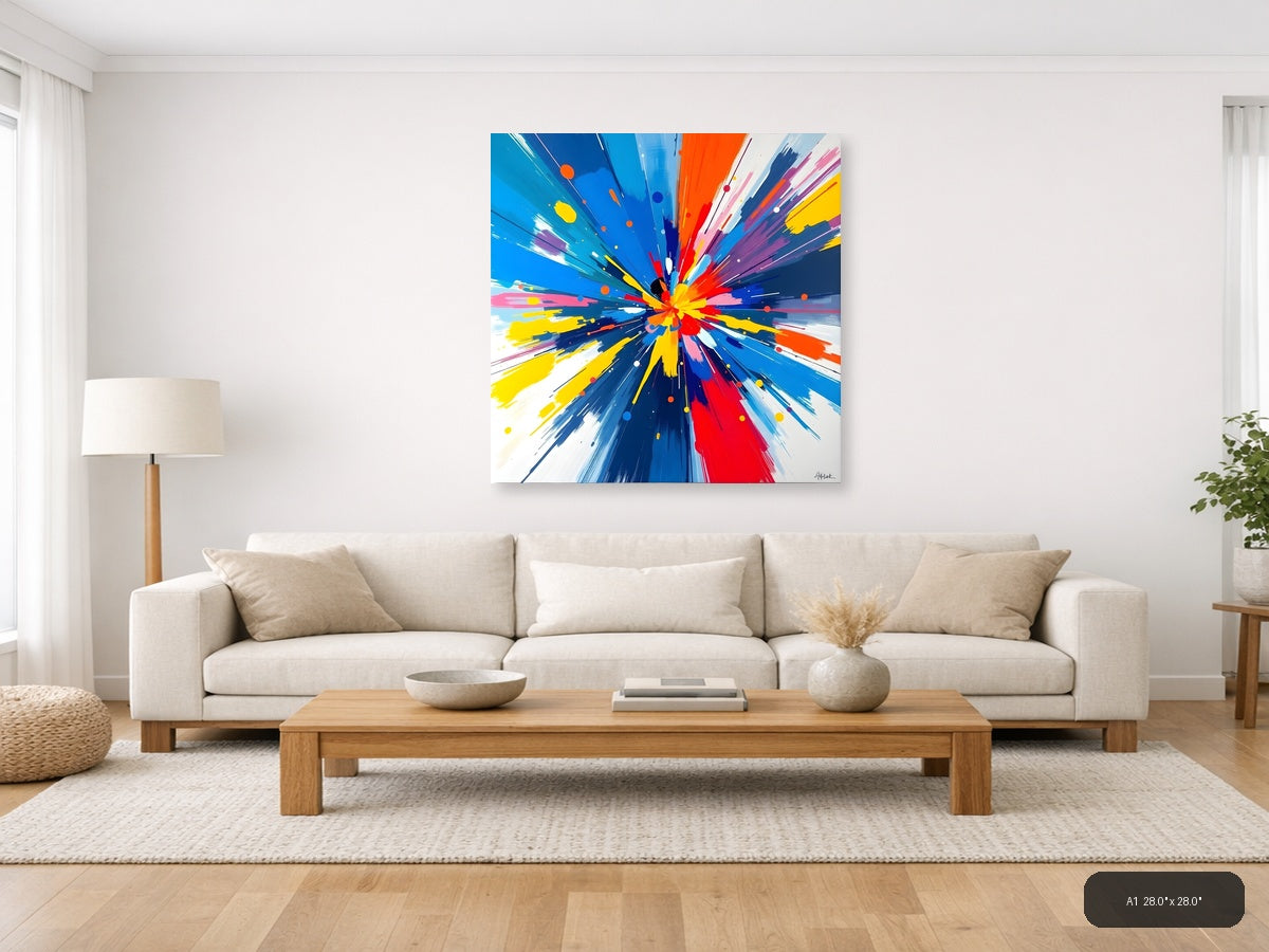 Vibrant Radial Burst Abstract Explosion Wall Art — A1 / Living Room