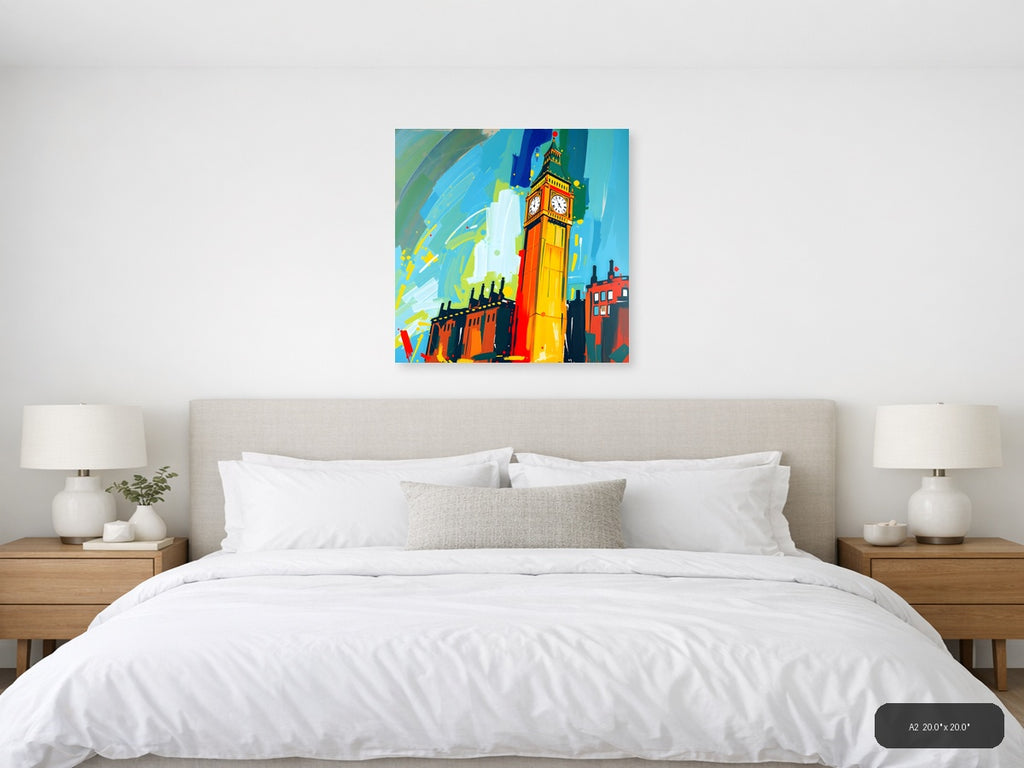 Abstract Big Ben Clock Tower London Wall Art — A2 / Bedroom