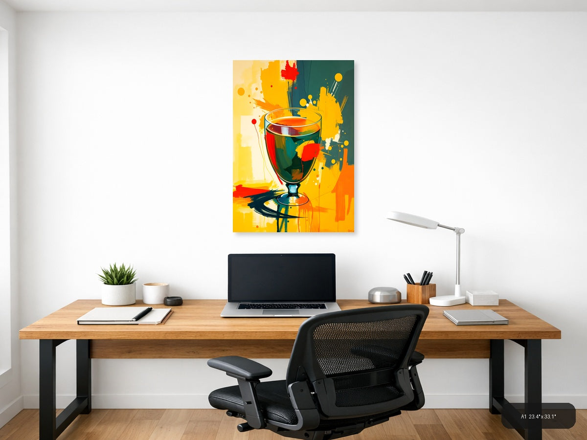 Abstract Colorful Wine Glass Splash Modern Wall Art — A1 / Office