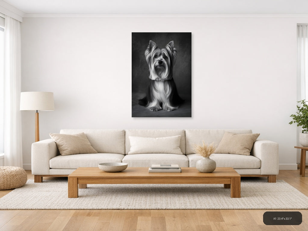 Shih Tzu Portrait Black and White Photography Wall Art — A1 / Living Room