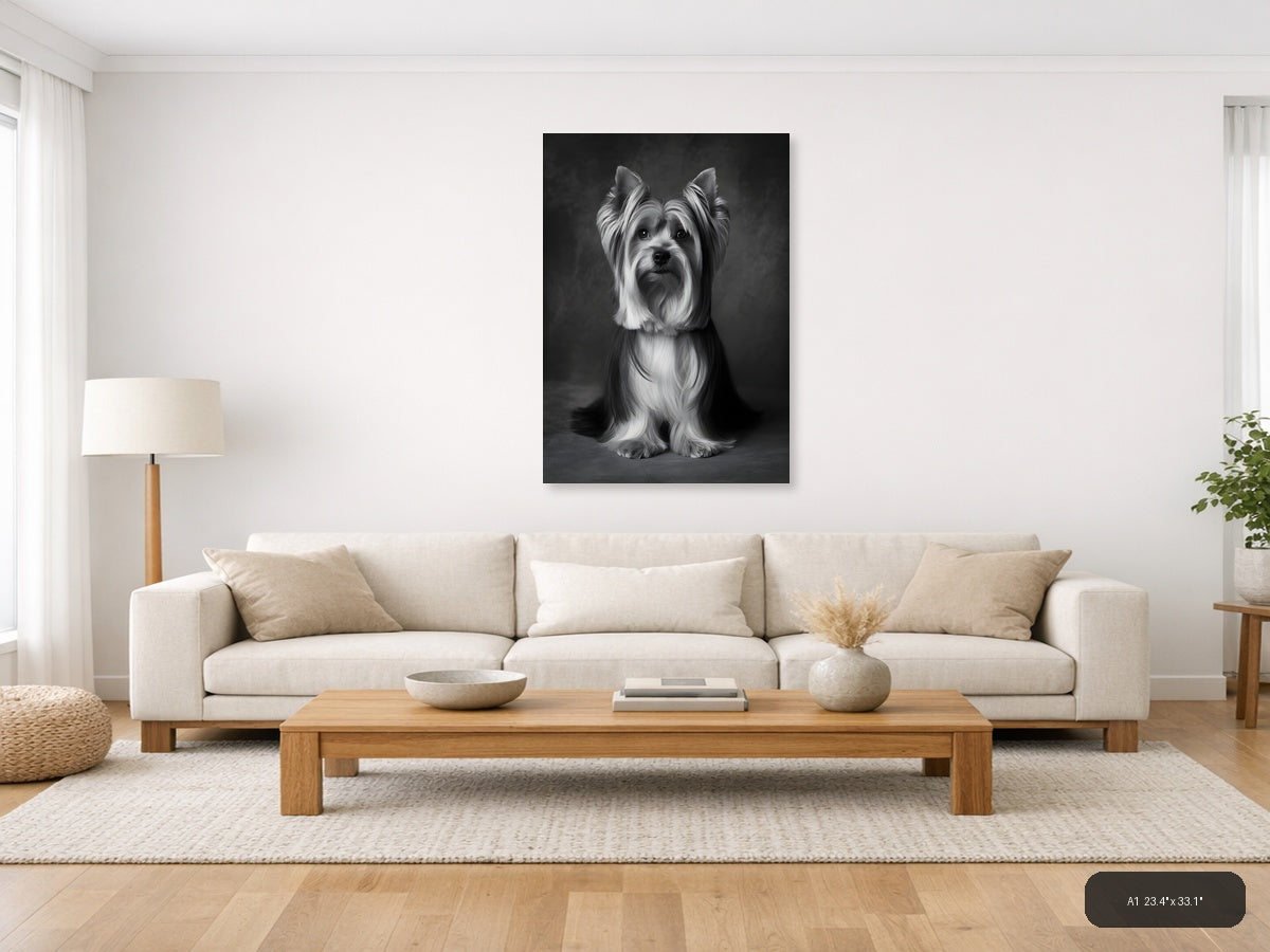 Shih Tzu Portrait Black and White Photography Wall Art — A1 / Living Room