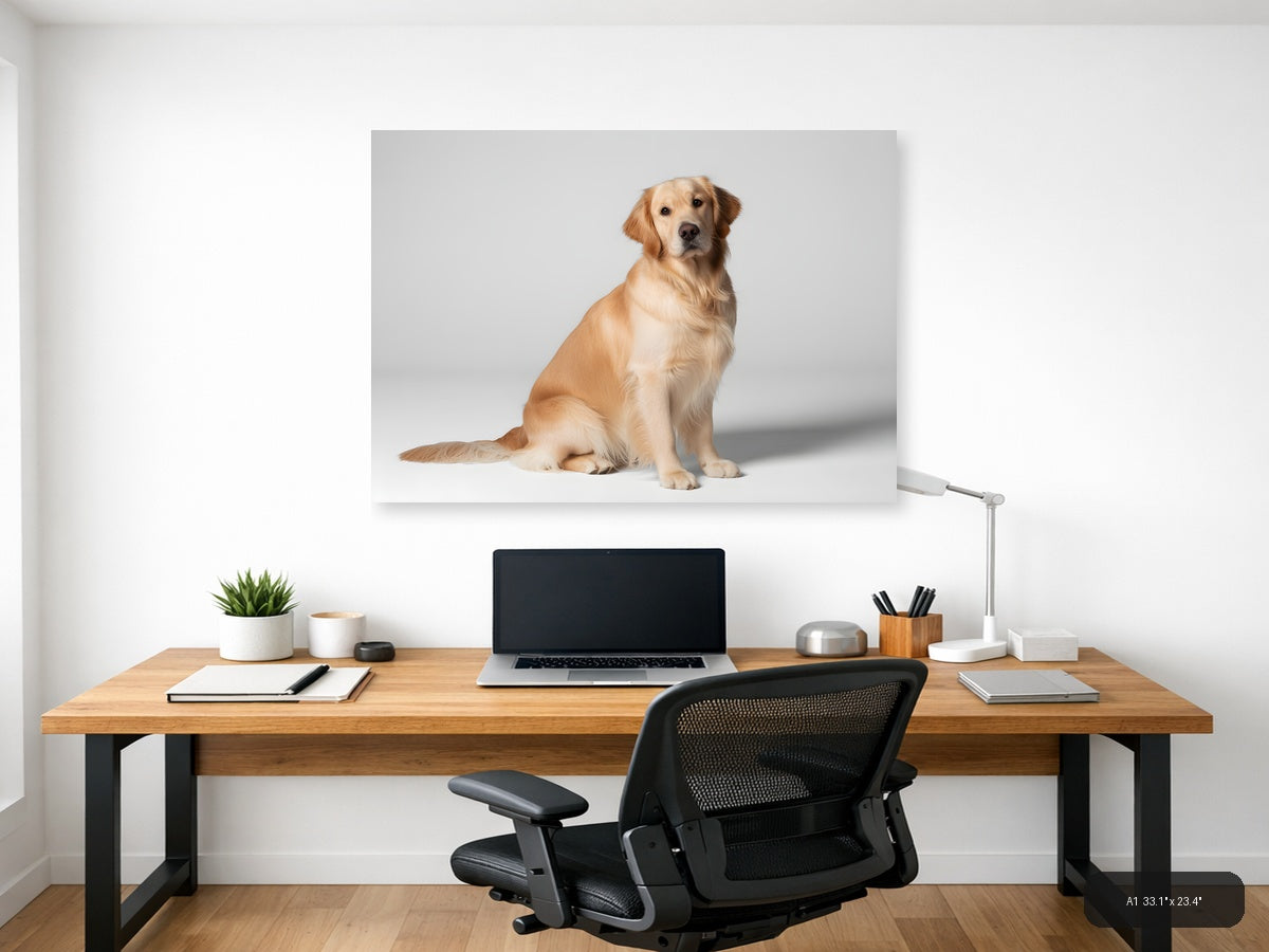 Golden Retriever Portrait Minimalist Wall Art — A1 / Office