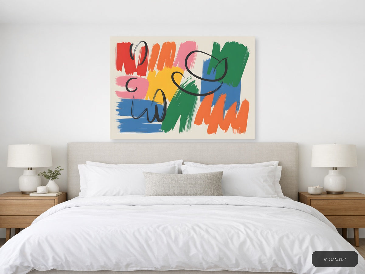 Colorful Abstract Brushstrokes Modern Wall Art — A1 / Bedroom