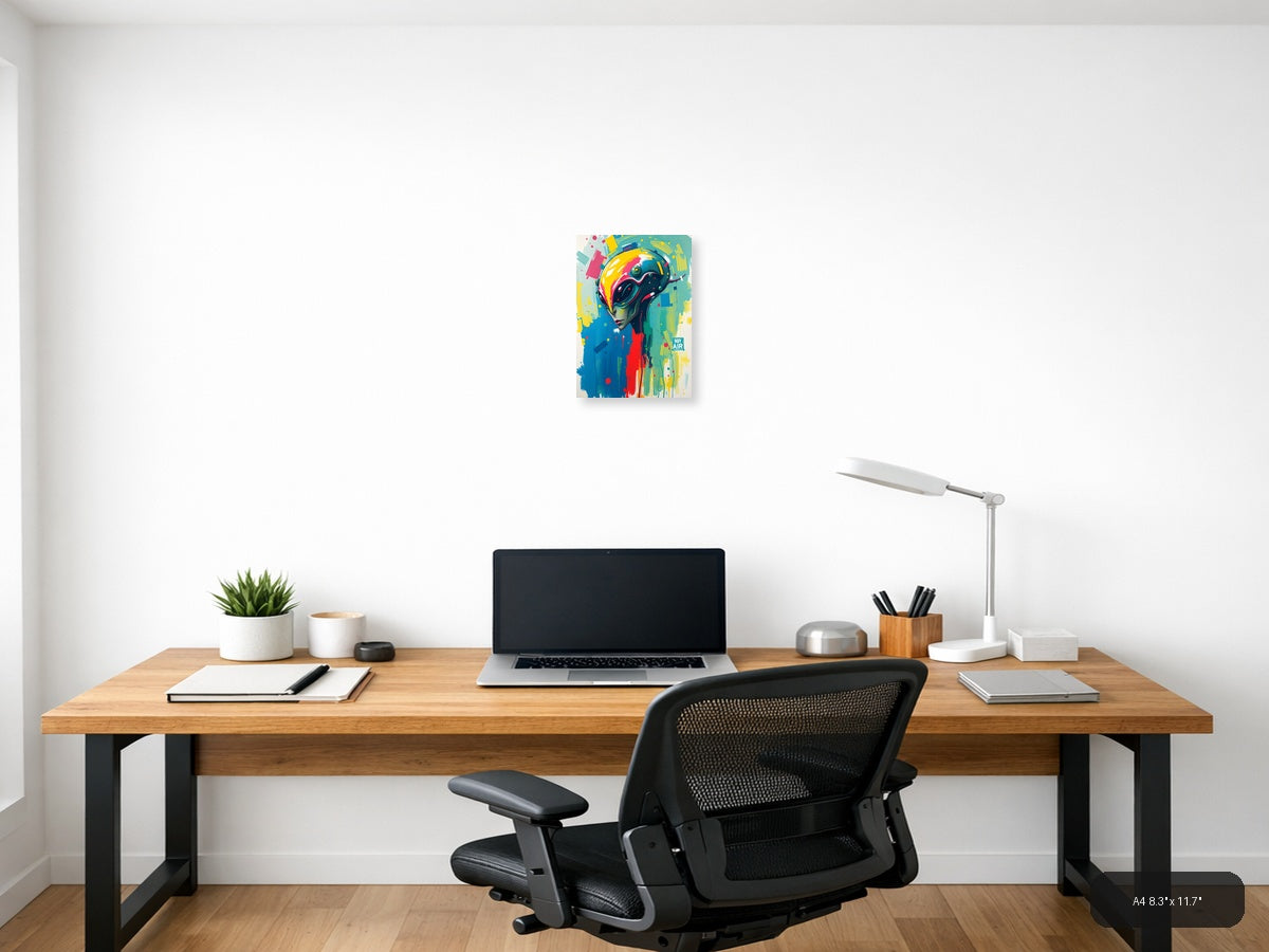 Colorful Abstract Robot Head Portrait Wall Art — A4 / Office