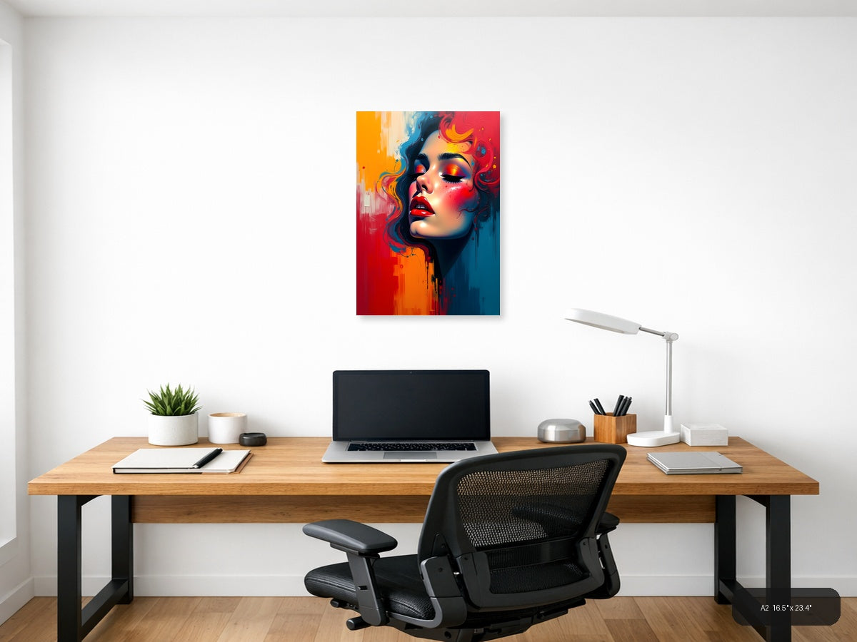 Colorful Abstract Portrait Woman Face Wall Art — A2 / Office