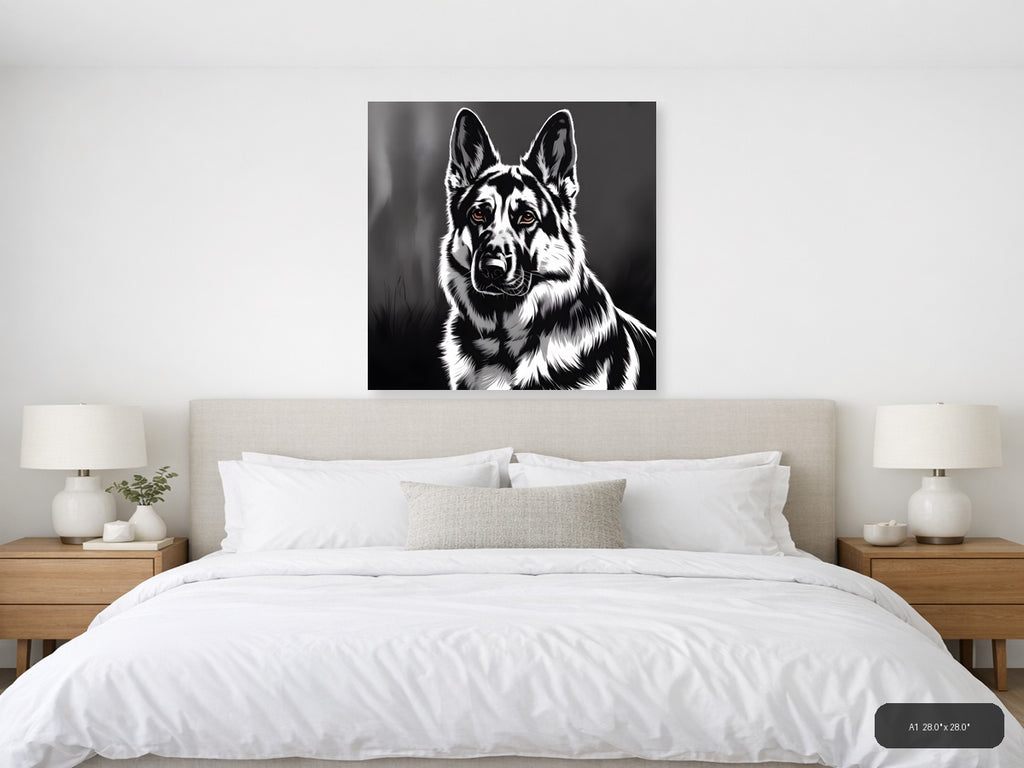 Black and White Corgi Portrait Photography Wall Art — A1 / Bedroom