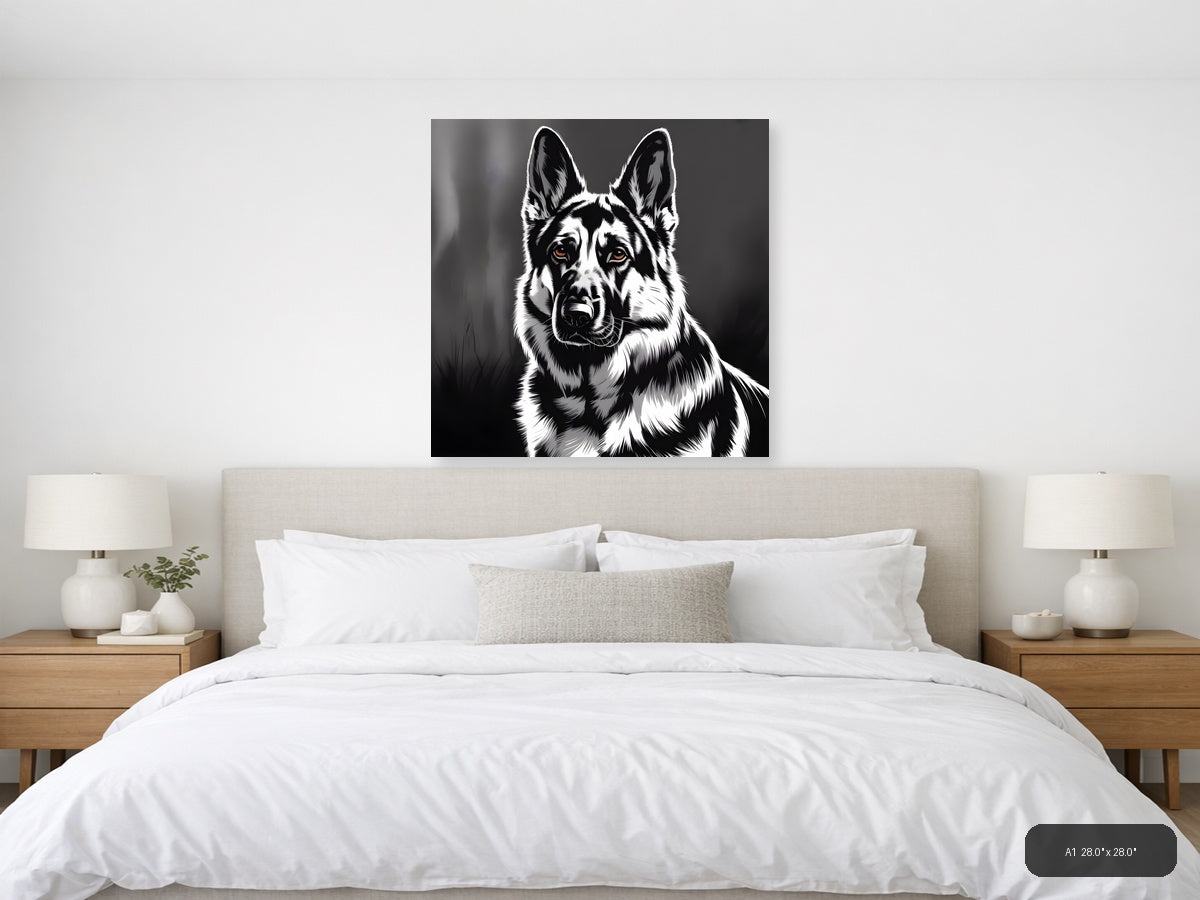 Black and White Corgi Portrait Photography Wall Art — A1 / Bedroom