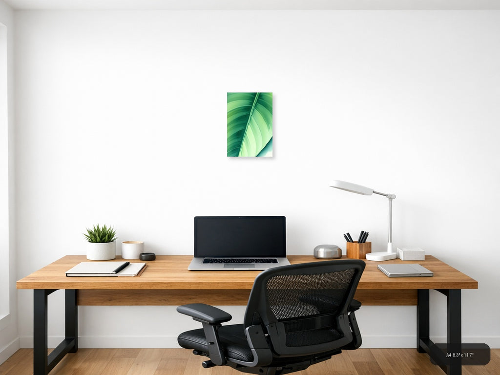 Green Leaf Watercolor Abstract Wall Art — A4 / Office